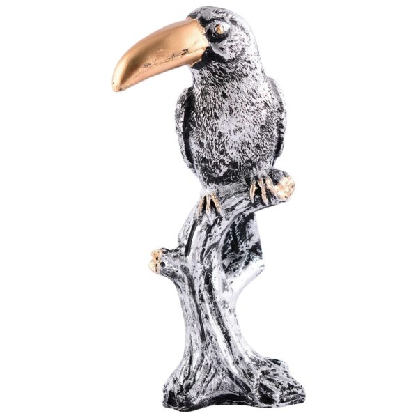 Decorative Silver Resin Parrot Showpiece for Home Decor, Living Room, Table Decoration for Gifting - Image 2