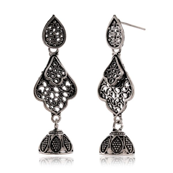 Women's Indian Bollywood Stylish AZ838-OXidised Earrings Traditional Ethnic Jhumka/Jhumki Earrings for Women - Unique Design -AZ838-OX-ER20 - Image 3