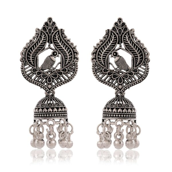 Women's Indian Bollywood Stylish AZ838-OXidised Earrings Traditional Ethnic Jhumka/Jhumki Earrings for Women Unique Design -AZ838-OX-ER5 - Image 3